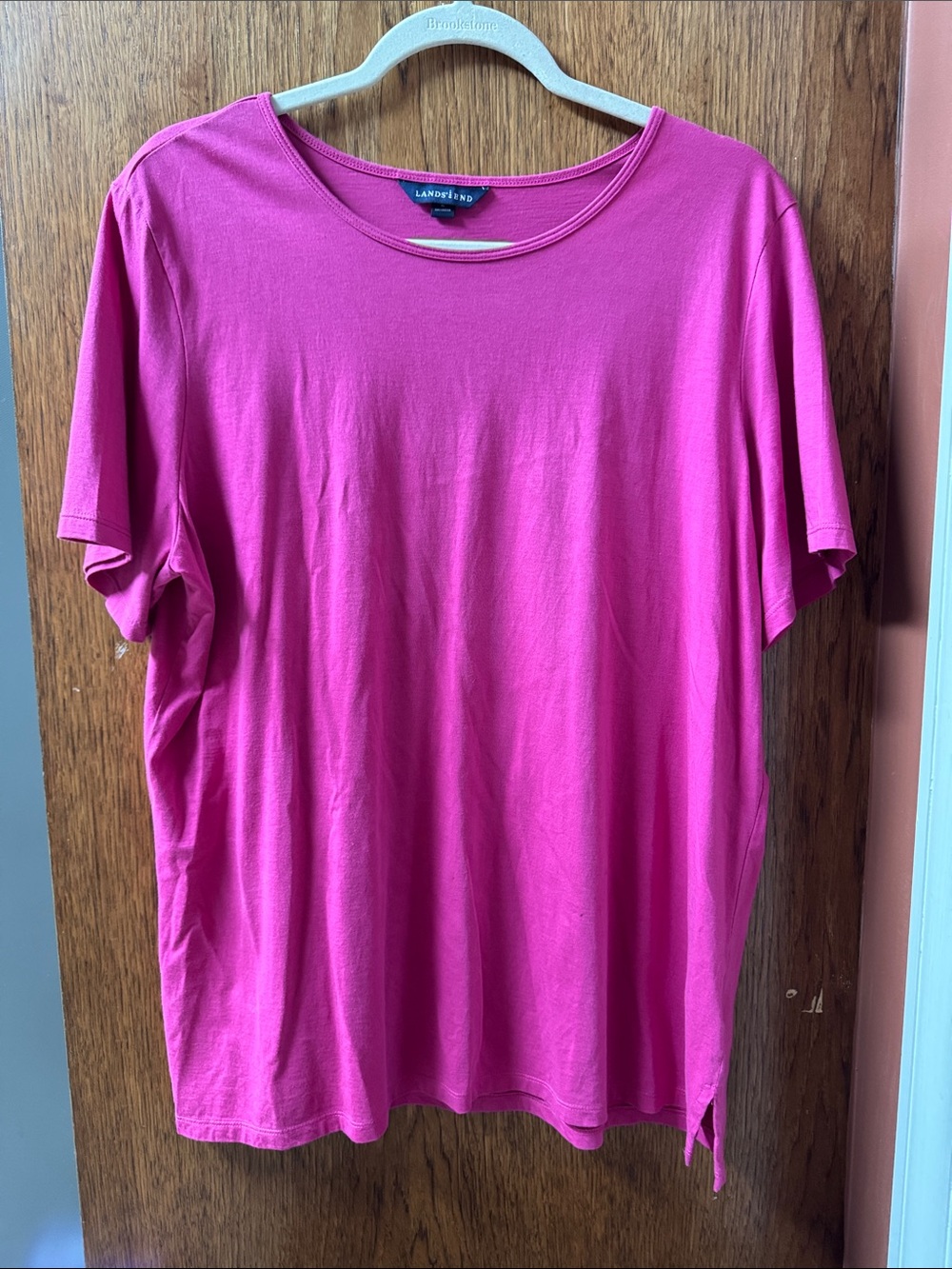 Lands' End Short Sleeve Crewneck Tee in Pink